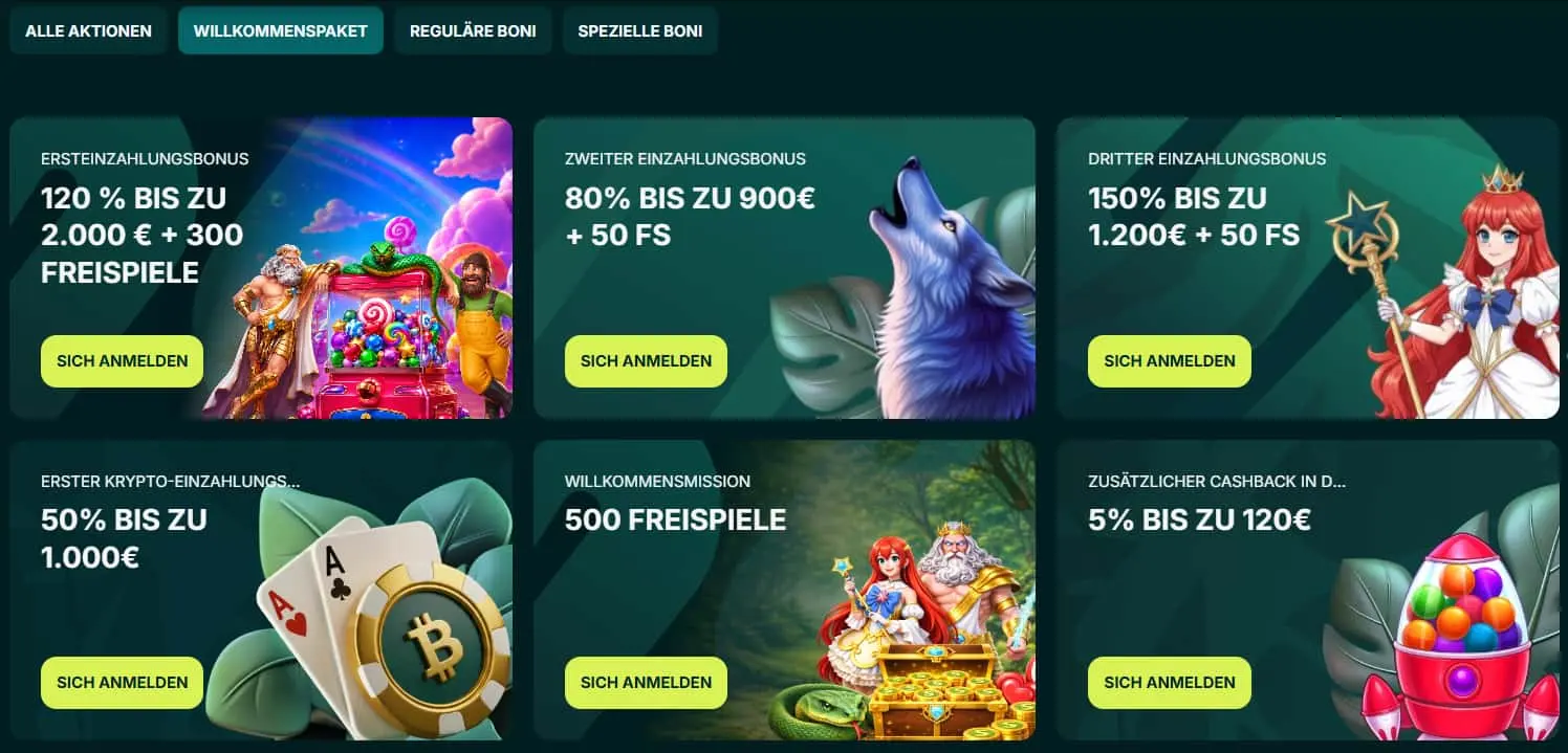 Willkommenspaket im Spinaconda Casino mit Einzahlungsboni und Freispiele